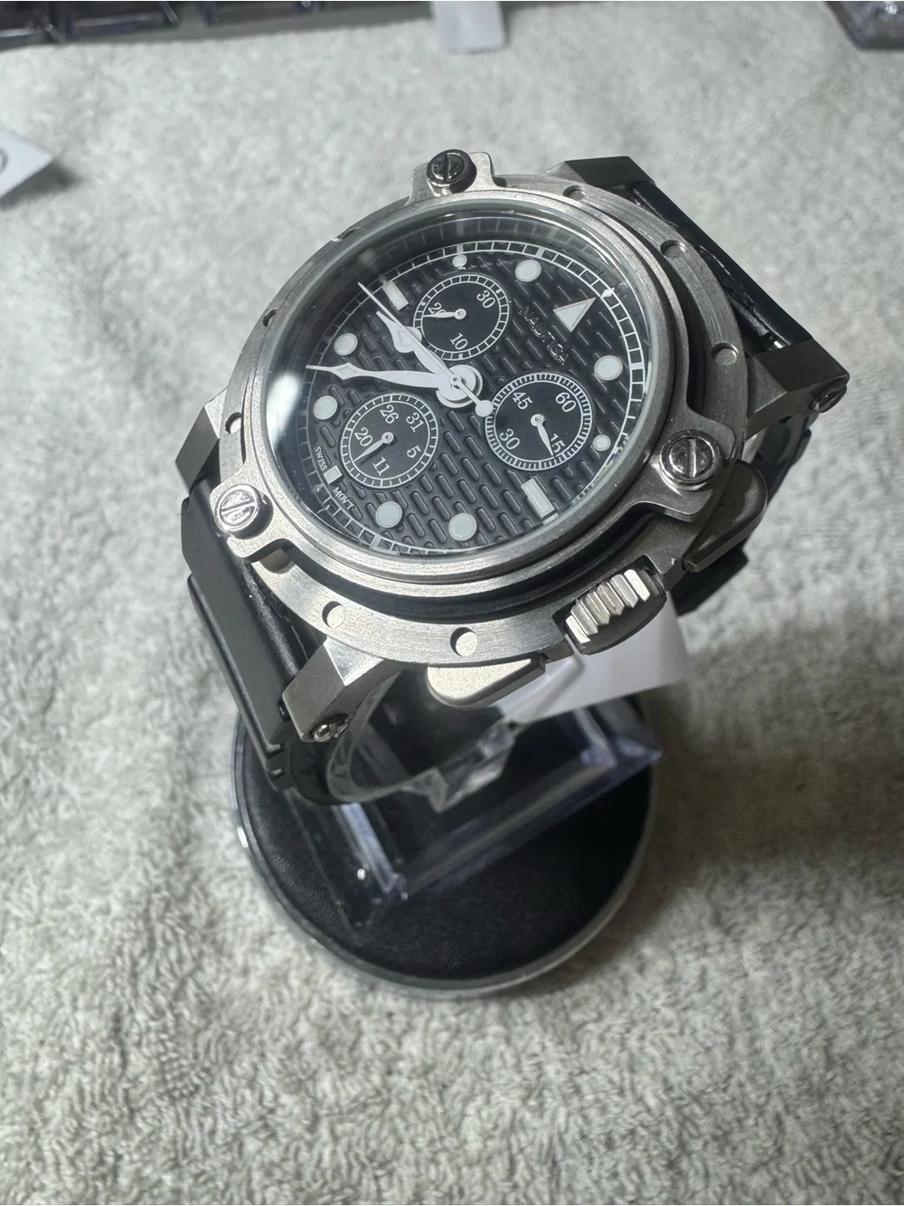 Nautica Men's Black Dial Stainless Steel Chronograph Watch